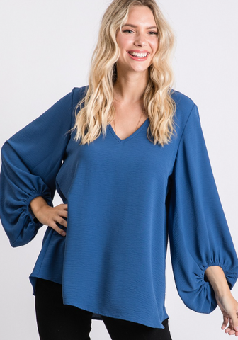 Peacock Basic Long Sleeve Blouse