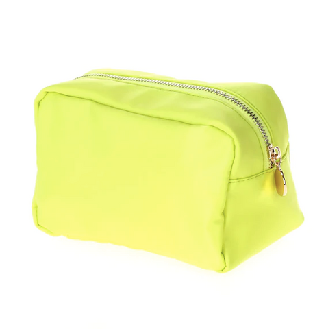Neon Yellow Nylon Cosmetic Bag