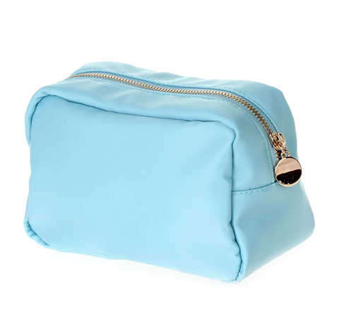 Light Blue Nylon Cosmetic Bag