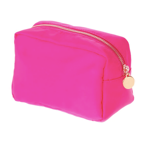 Neon Pink Nylon Cosmetic Bag