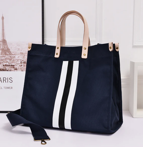 Navy Striped Tote