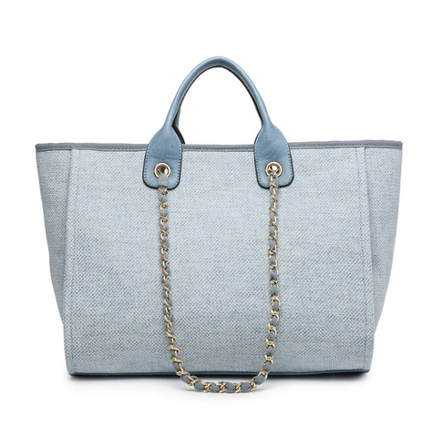 Light Blue Canvas Double Strap Tote Bag