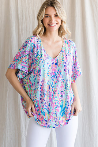 Lilly Aqua Printed Blouse