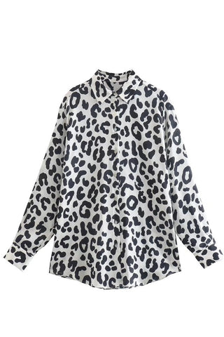 White & Black Animal Print Blouse