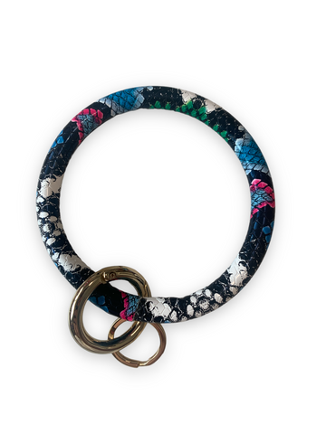 Blue Rainbow Snakeprint Keychain