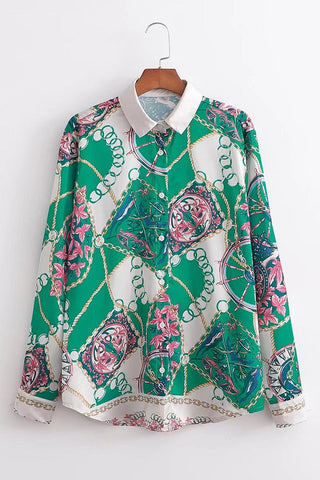 Green Printed Blouse